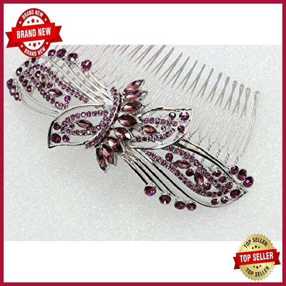 Large Floral Rhinestone Hair Comb for Special Occasions